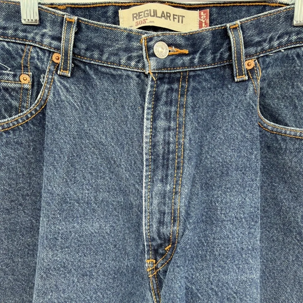 Levi's 505 Regular Fit Straight Mens 38x34 Blue Denim Jeans Made In Mexico